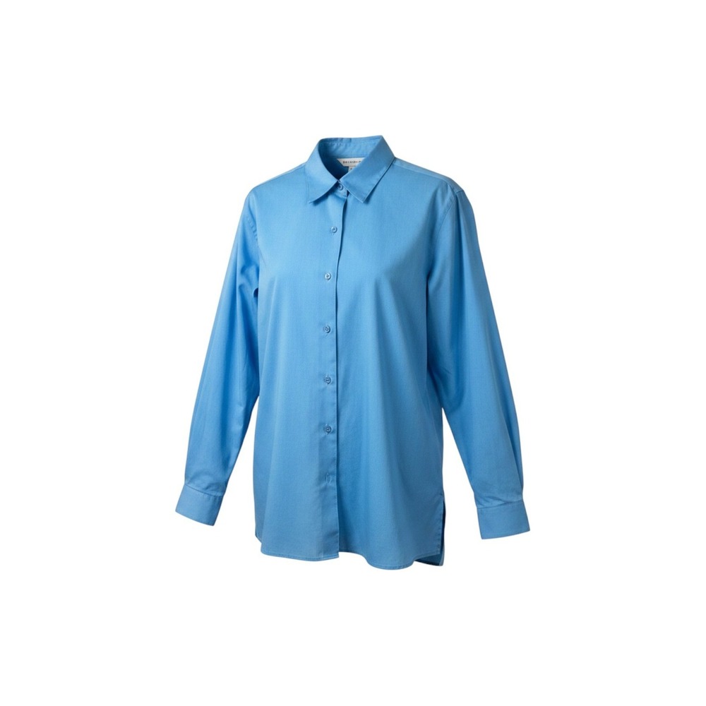 Foxcroft Womens Blue Wrinkle Free Button Down Shirt Long Sleeve Size 6